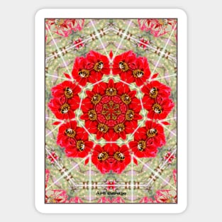 Bumble Bees Red Roses Floral Pattern Mandala Sticker